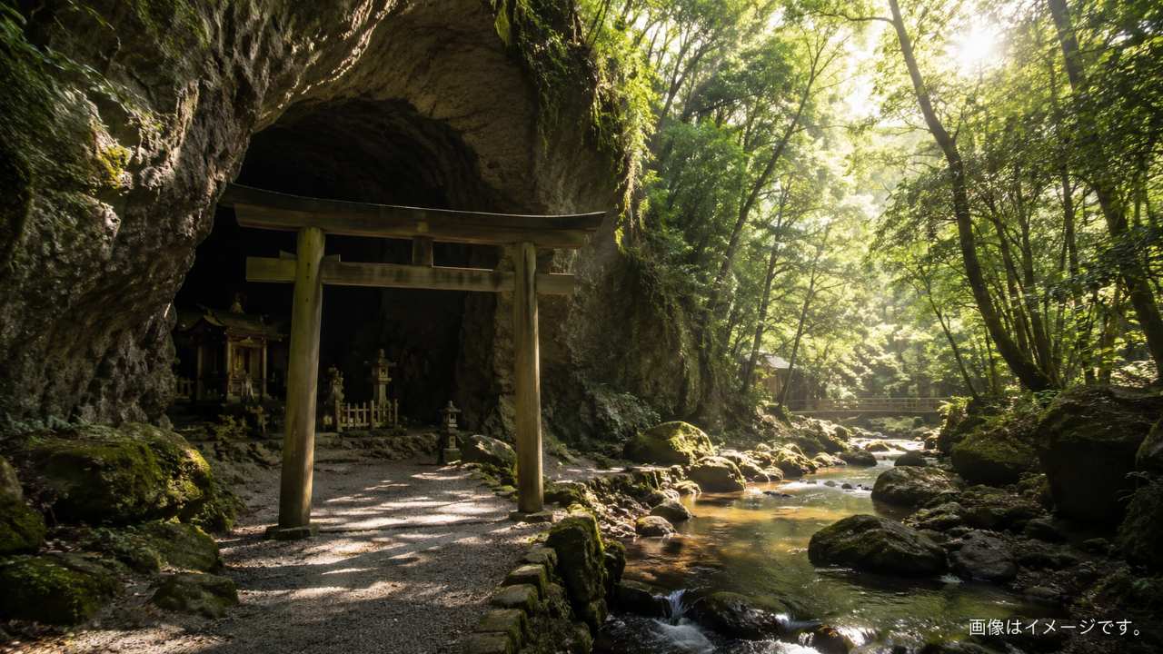 宮崎高千穂の天安河原を思わせる洞窟